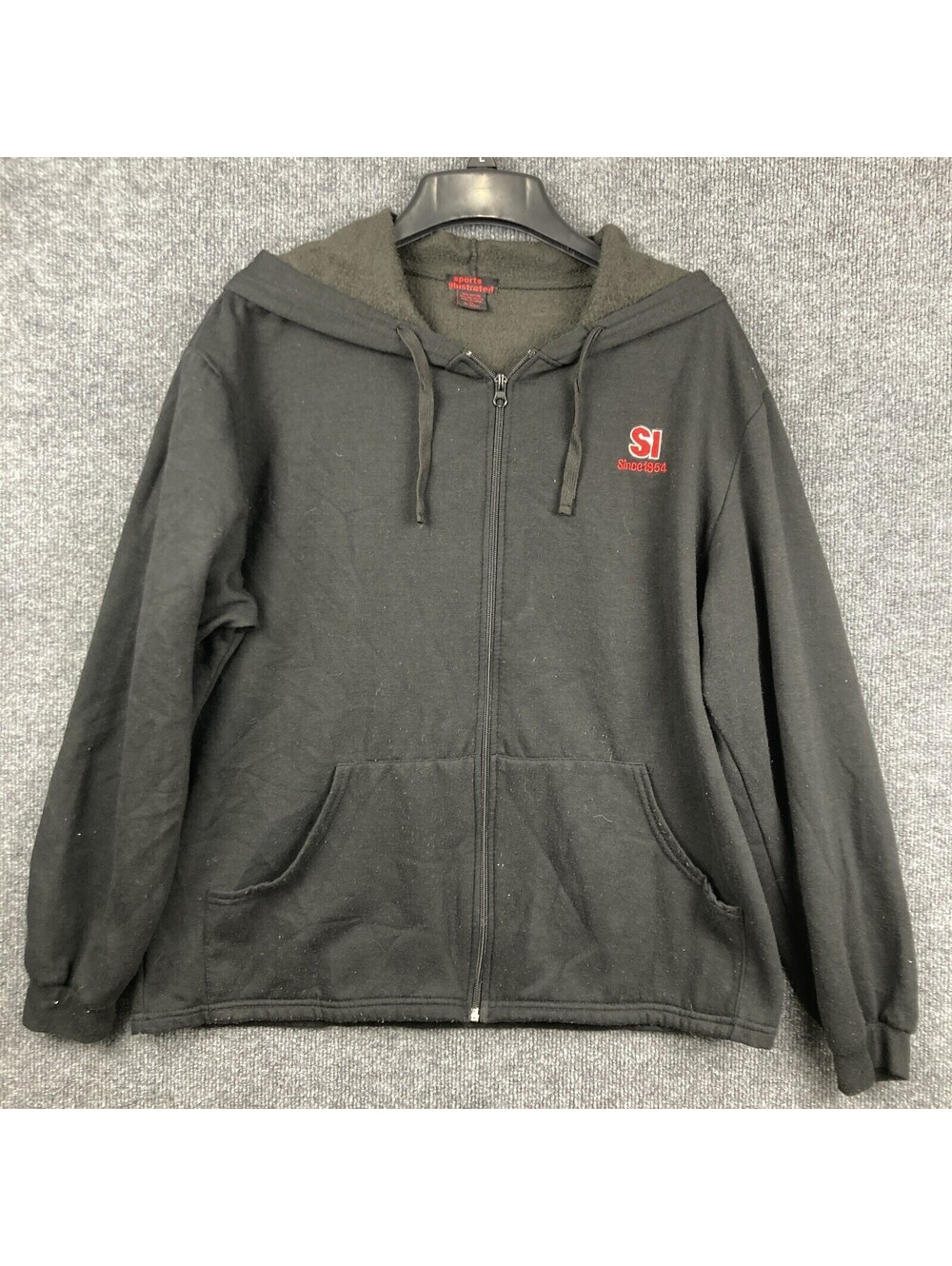 Vintage Sports Illustrated Adult Size XL Black Full Zip Hoodie Hooded Sweatshirt
